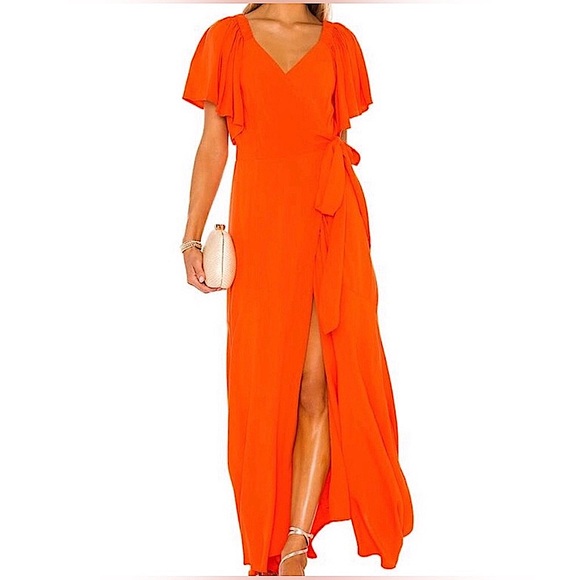 LSPACE PANAMA MAXI  DRESS FLOWY OFF SHOULDER OR ON IN POPPY SIZE LARGE NWT - Picture 7 of 10